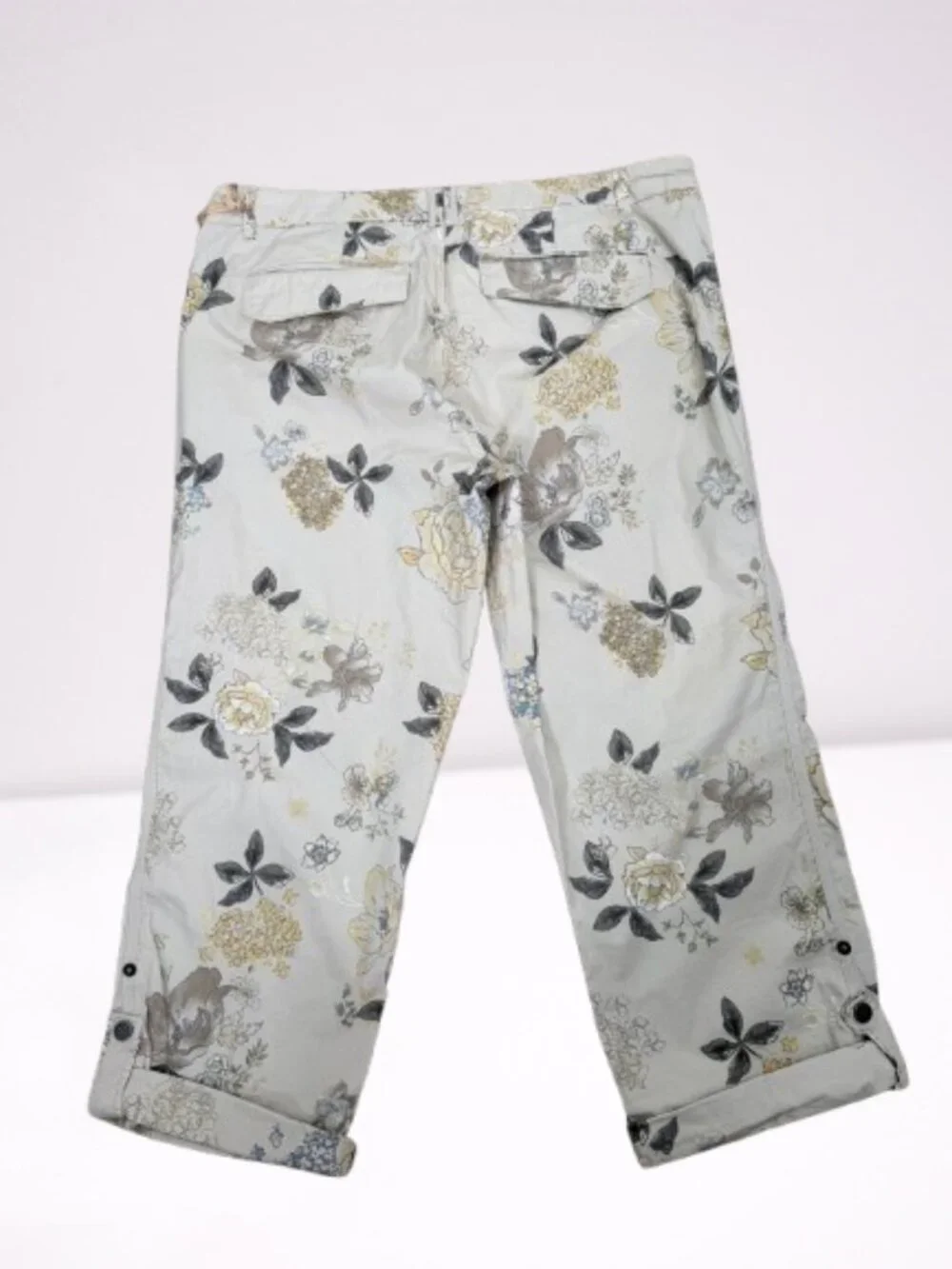 Democracy NWT Cotton Blend Floral Cargo Pants Rolled Cuff Size 14 - Picture 5 of 9